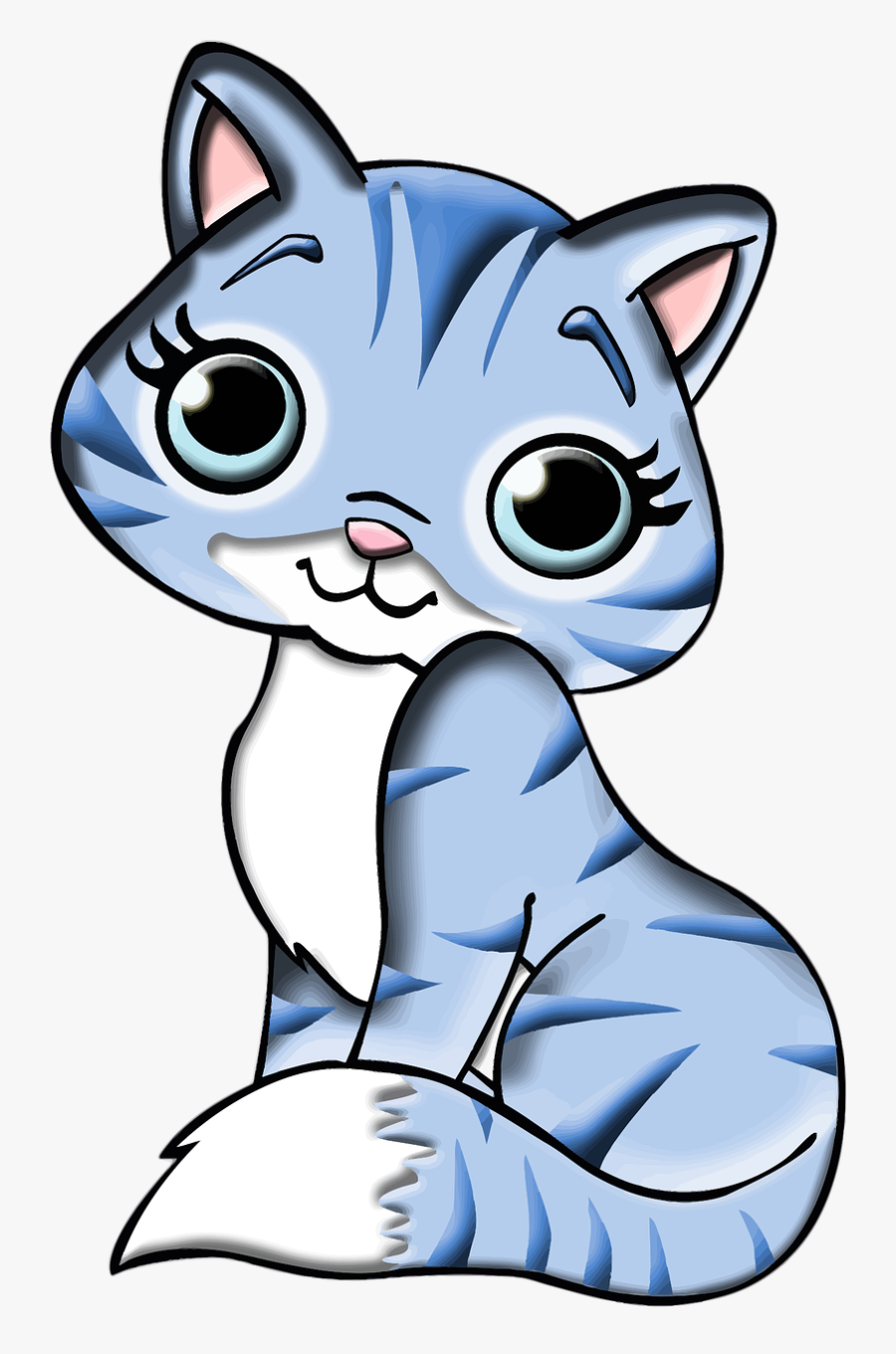 Cat Png Cartoon Blue - Cute Cartoon Blue Cat, Transparent Clipart
