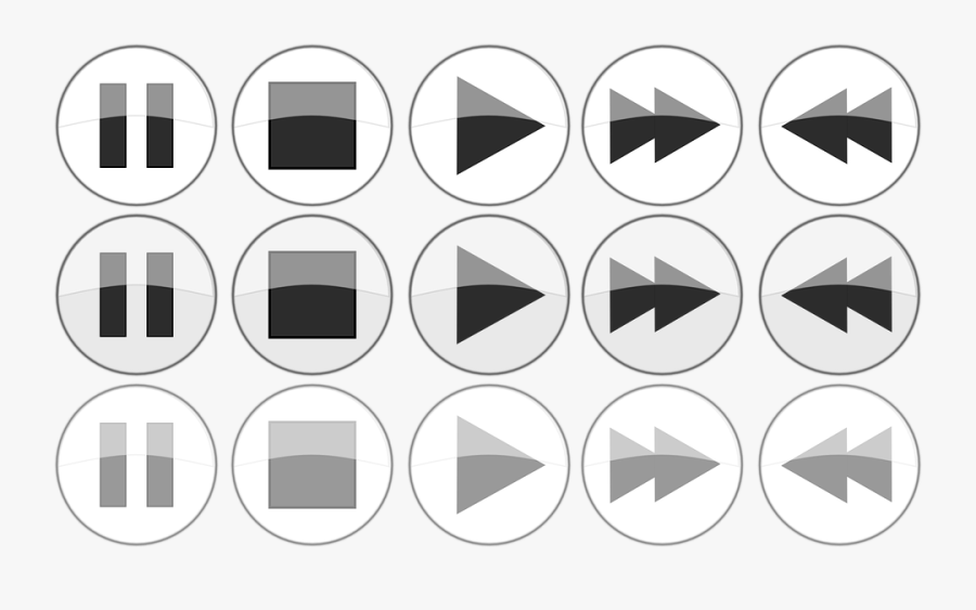 Glossy Media Player {normal Active, Focus} Buttons - Buttons For Media Player, Transparent Clipart