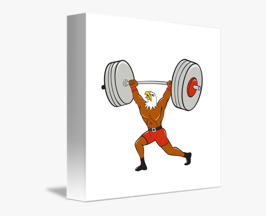 Clip Art Bald Eagle Weightlifter Lifting - Eagle Lifting Weights Cartoon, Transparent Clipart