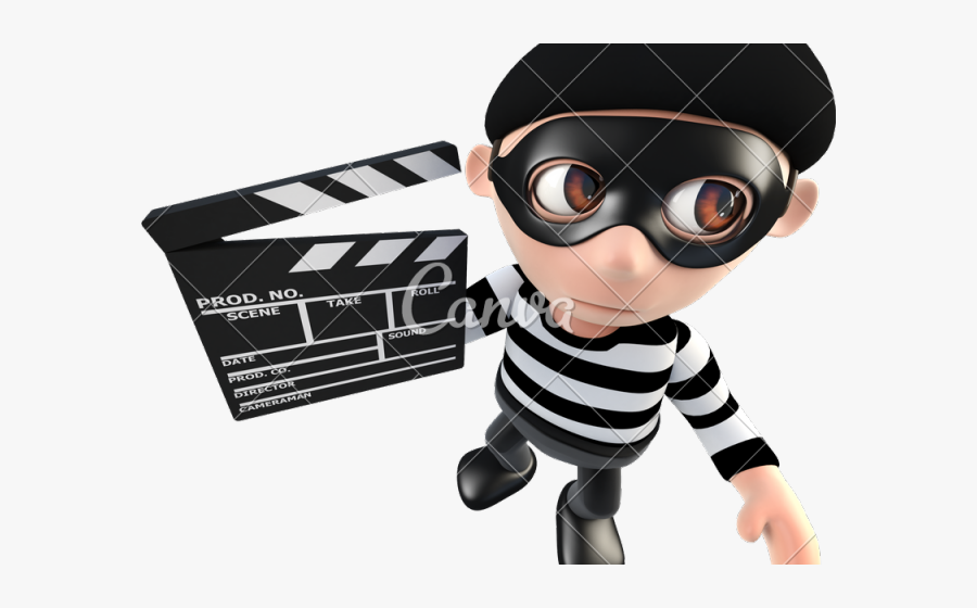 Clapperboard Clipart Movie Maker - Cartoon Burglar Crowbar, Transparent Clipart