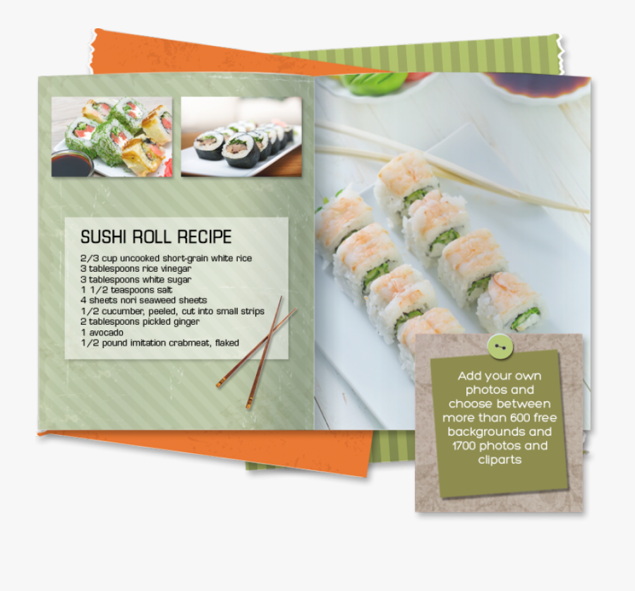 Clip Art Cookbook Layout - California Roll, Transparent Clipart