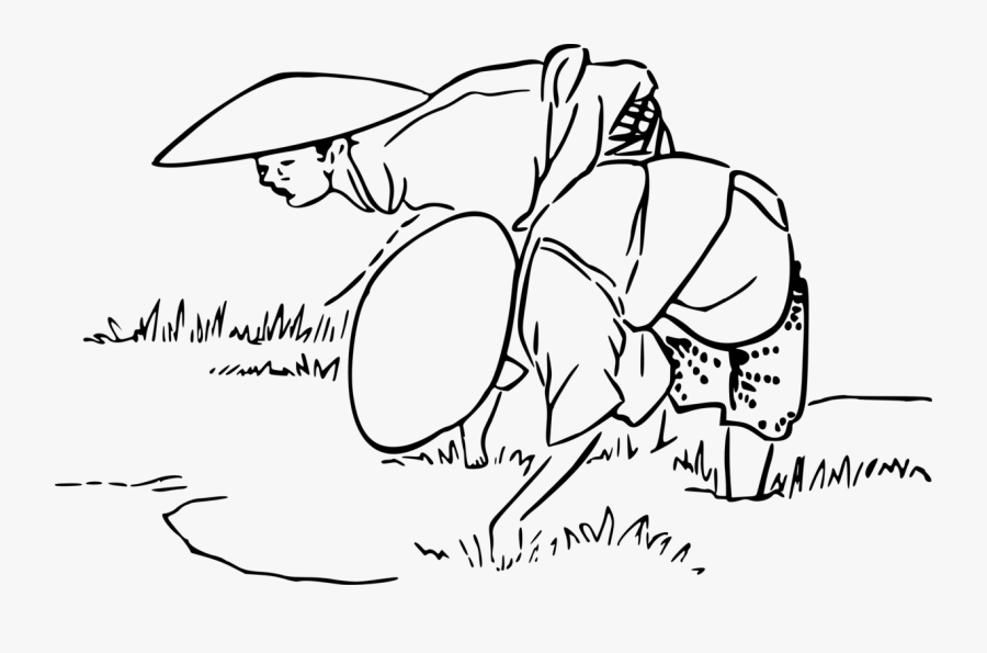 Graphic Royalty Free Library Agriculture Drawing - Farmer Planting Clipart Black And White, Transparent Clipart