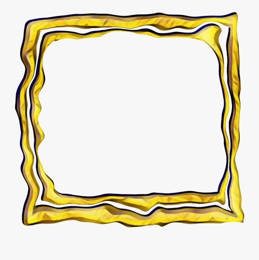 Frame Gold Polaroid Square Glitch, Transparent Clipart