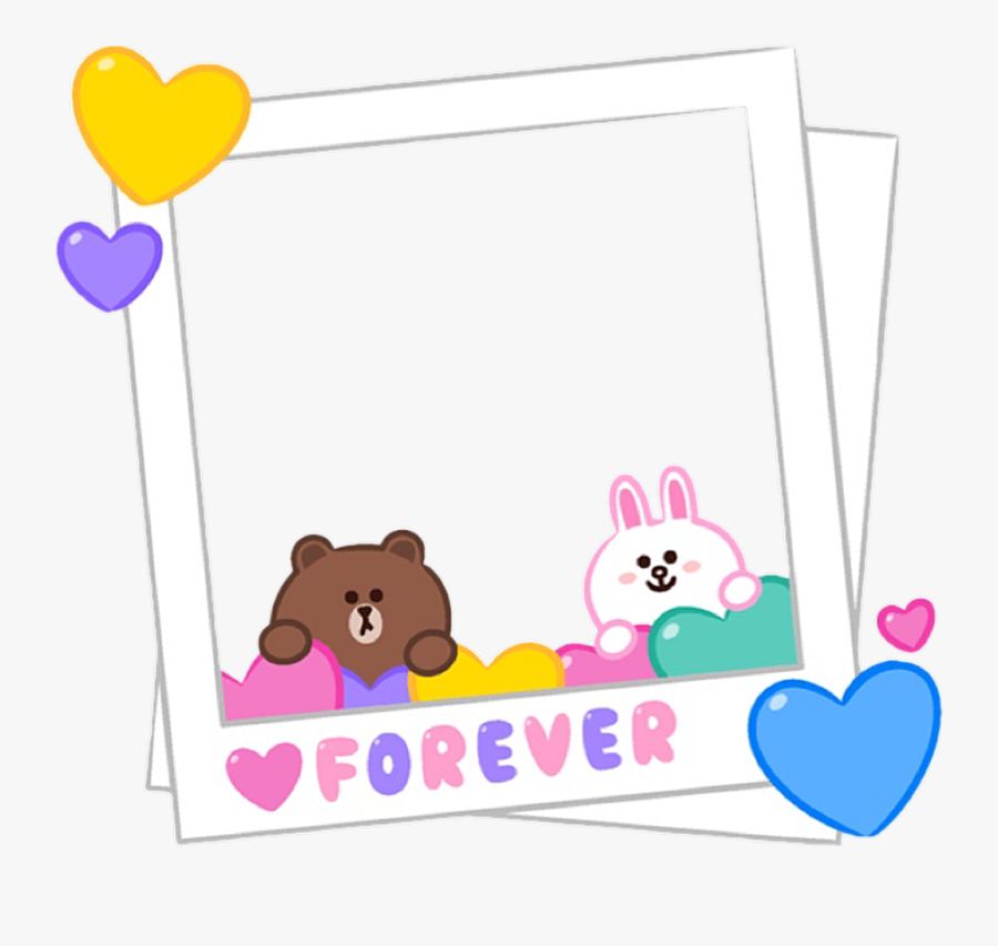 #cute #line #cony #brown #love #frame #polaroid - Cony And Brown Love, Transparent Clipart