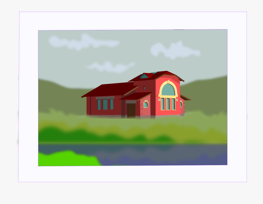 Barn, Farm, Agriculture, Field, Farming, Vintage - Pemandangan Rumah Merah Vektor, Transparent Clipart