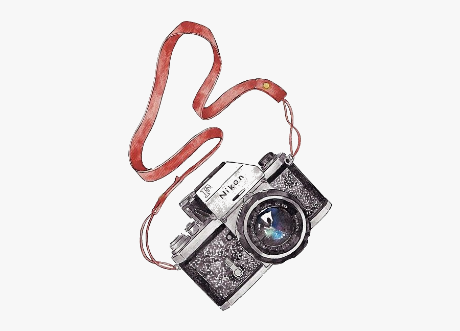 Watercolor Nikon Camera, Transparent Clipart