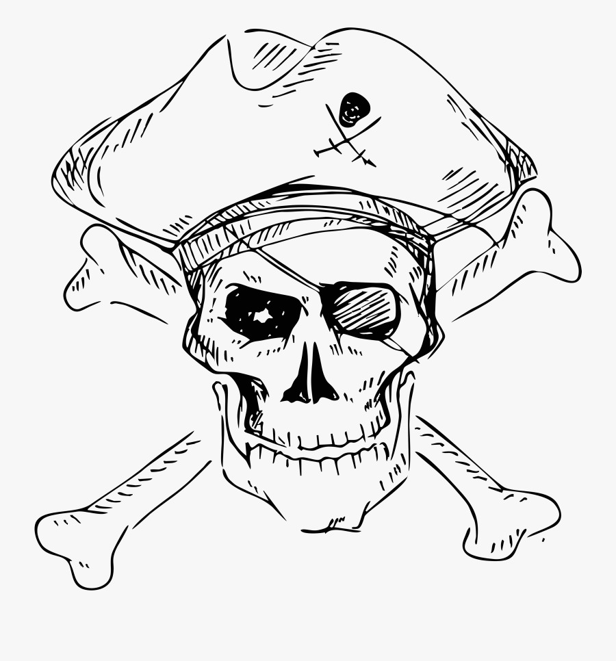 Pirate Hat Sketch - Drawing Pirate Skull And Crossbones, Transparent Clipart