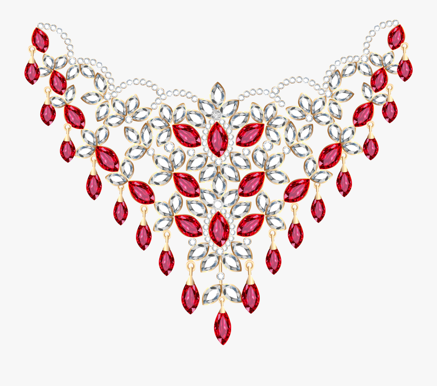 Transparent Diamond And Ruby Necklace Png Clipart - Transparent Background Jewellery Clipart, Transparent Clipart