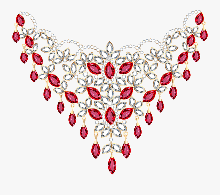 Transparent Diamond And Ruby Necklace Png Clipart - Transparent