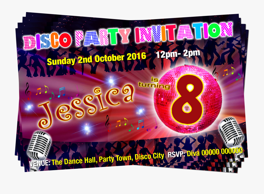 Disco Dance Karaoke Party Invitation - Poster, Transparent Clipart