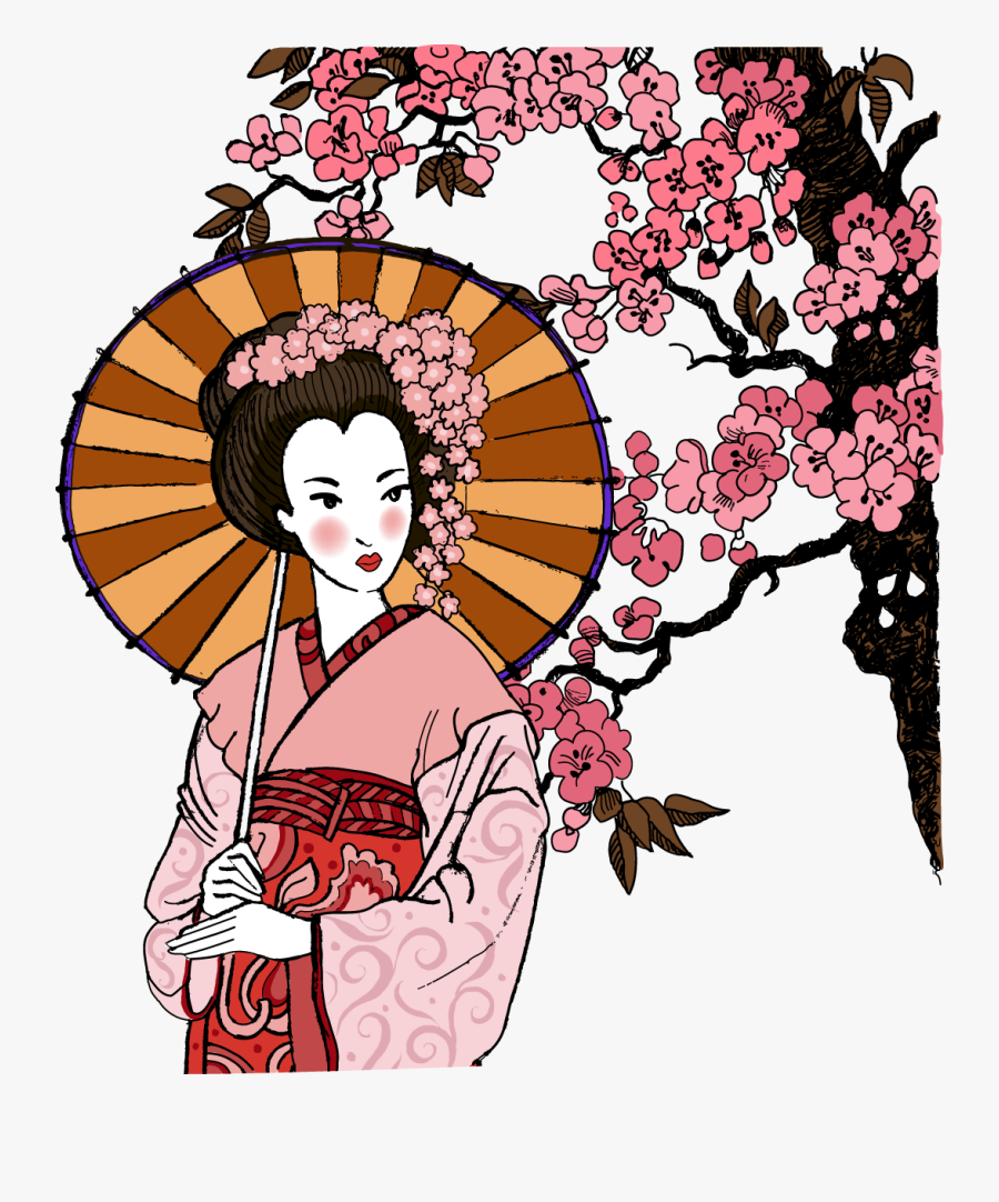 Clip Art Japan Geisha Clip Art - Female Japanese Geisha Art, Transparent Clipart