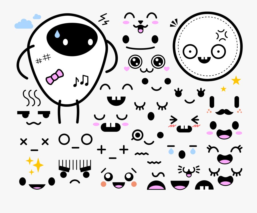 Japanese Cute Faces - Cute Clipart Faces, Transparent Clipart