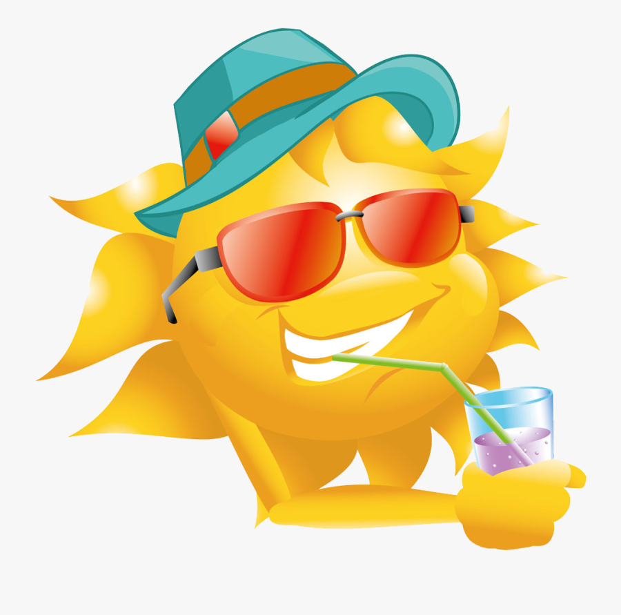Straw Sun Hat Hd Image Free Png Clipart - Cartoon Sun With Hat, Transparent Clipart