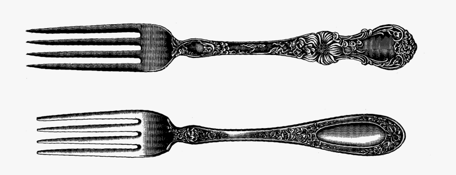 Transparent Silverware Clipart - Vintage Fork Clipart Transparent, Transparent Clipart