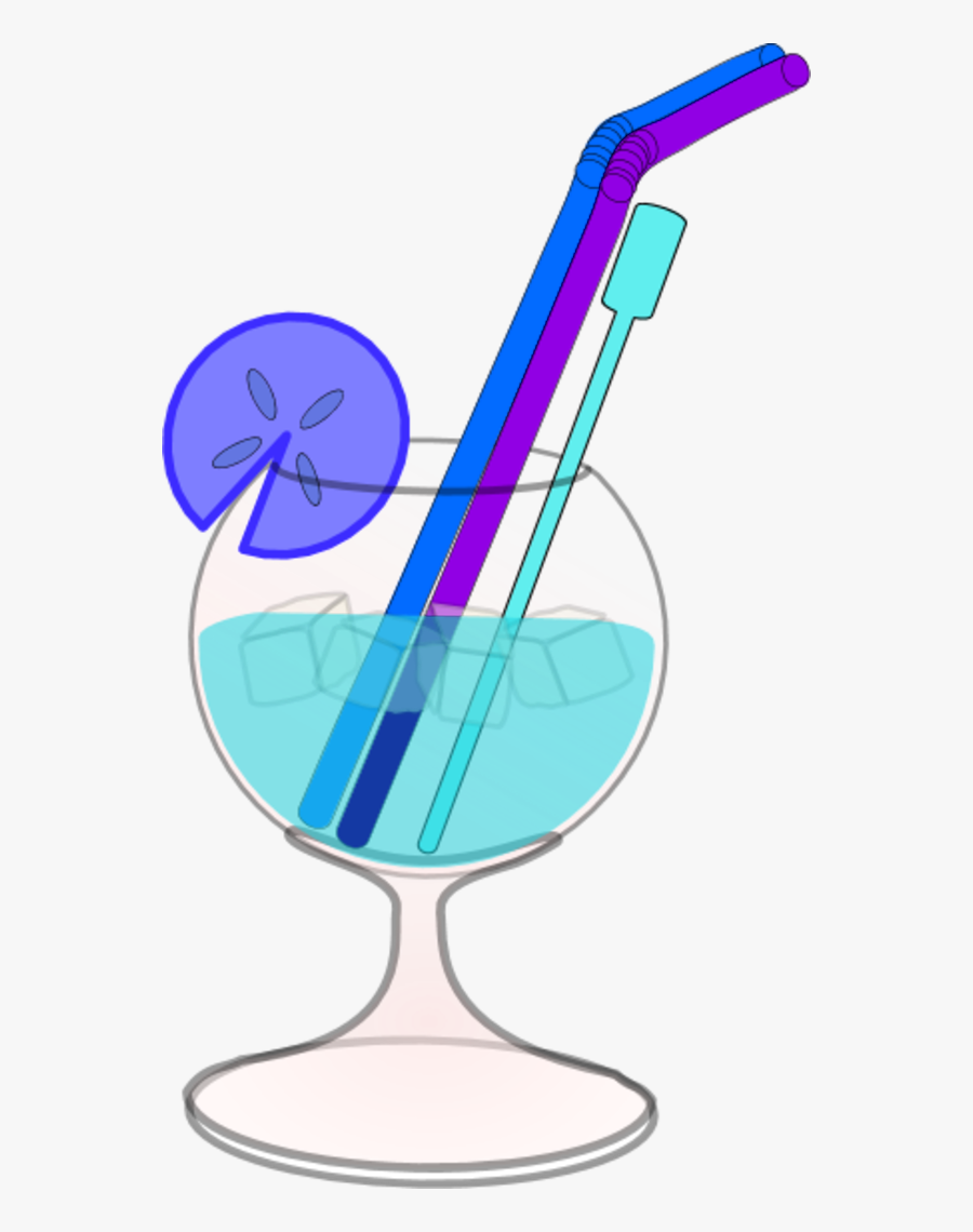 Glass Juice Straw Lemon Ice - Straw On The Glass Clipart, Transparent Clipart