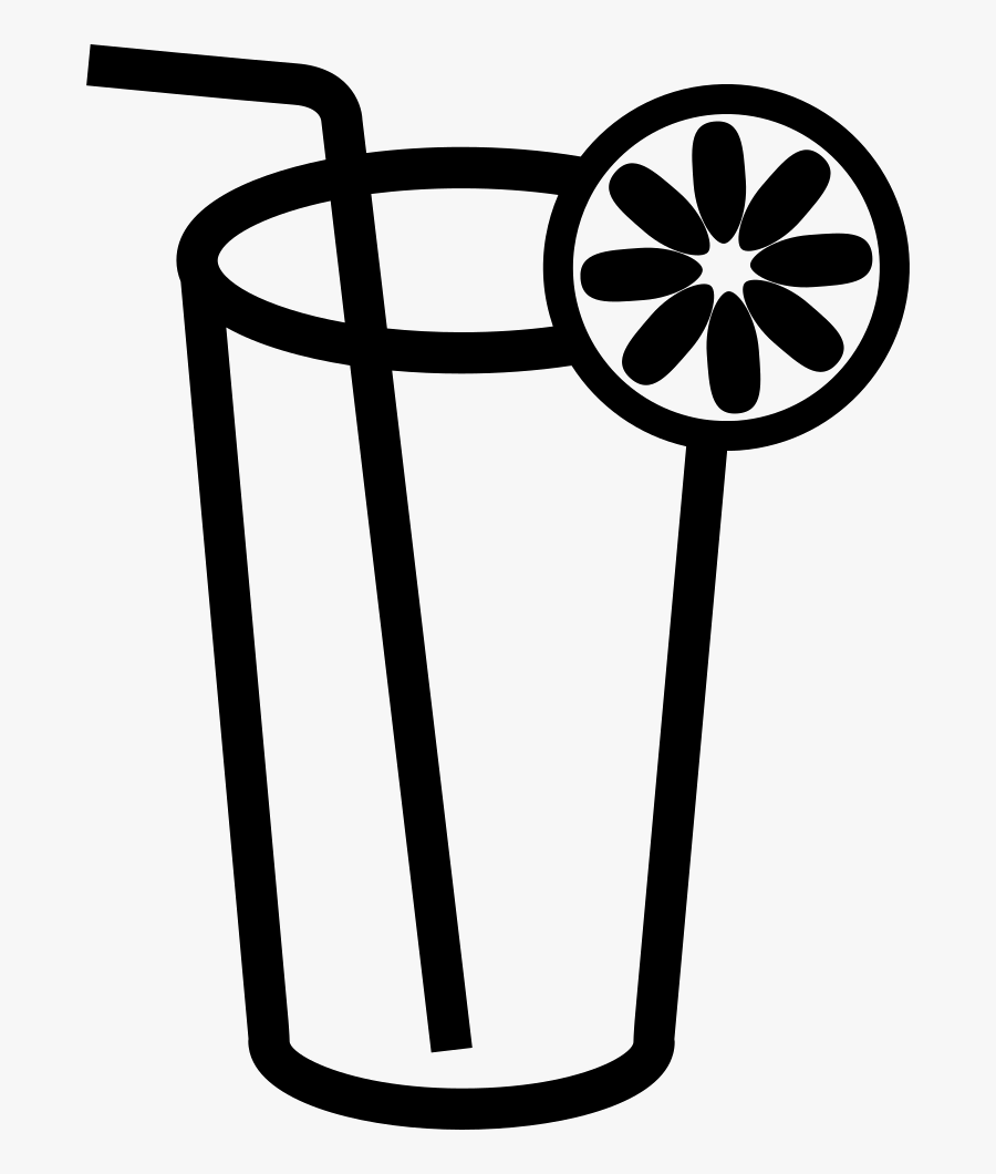 Drink Glass Outline With Lemon Slice And Straw Comments - Drink Outline Clip Art, Transparent Clipart
