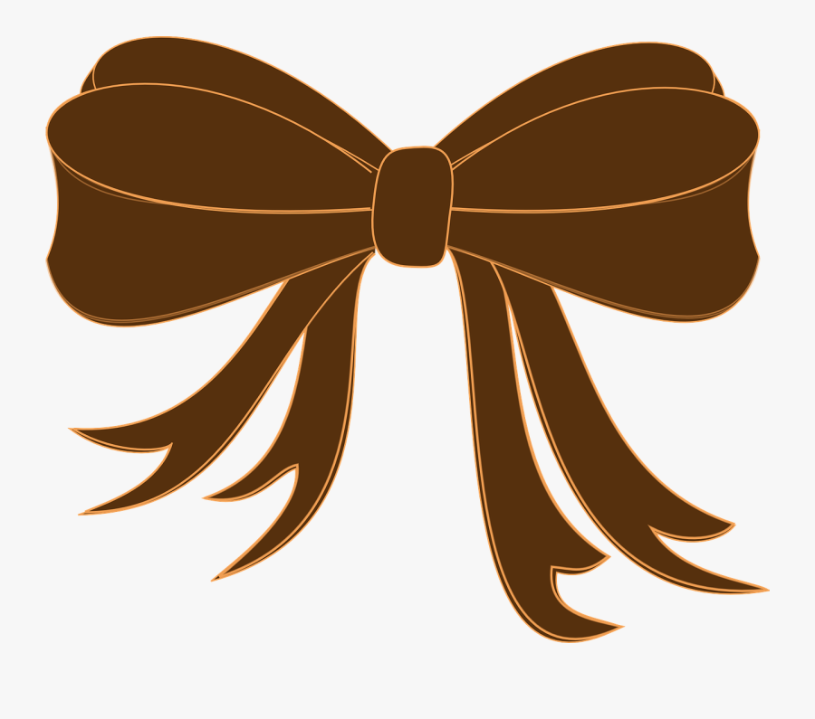 Ribbon Bow Present Decoration Hairtie Brown - Black Bow Clip Art, Transparent Clipart