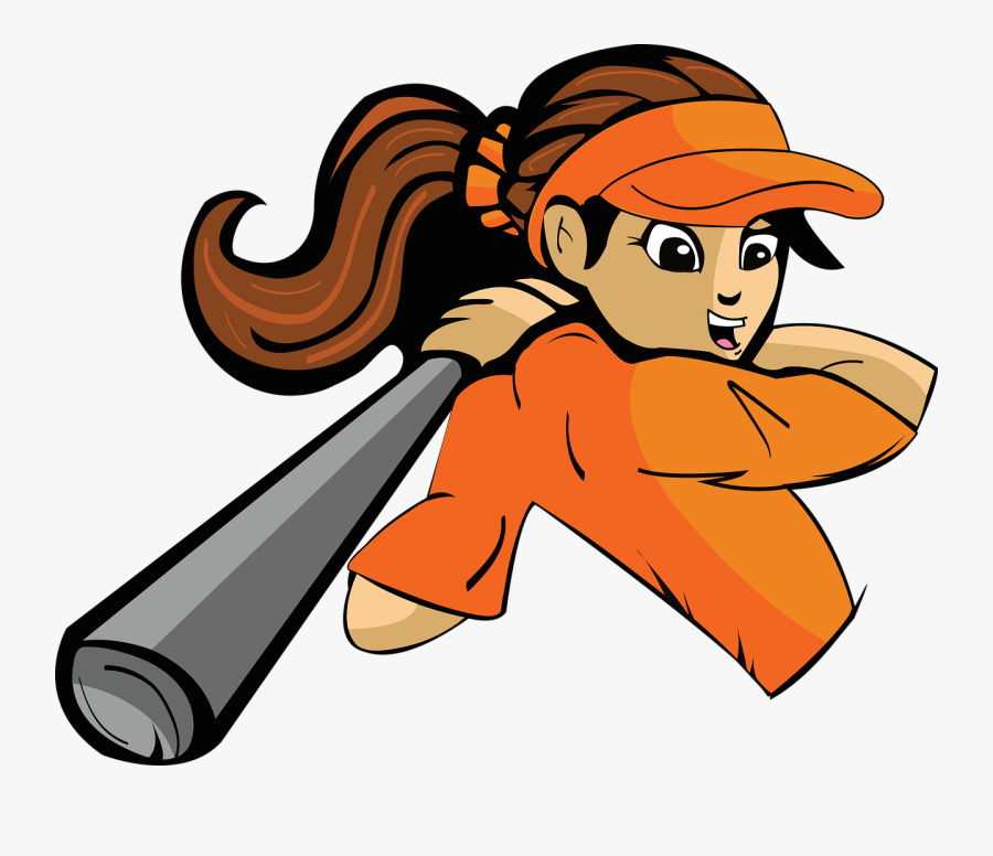 Softball Girl Batting Bat Athlete Player Female - Athlete, Transparent Clipart
