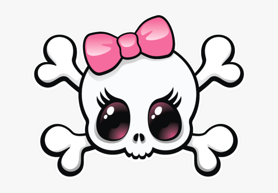 #mq #skull #skulls #pink #bow #girl #cute - Girly Skull With Bow, Transparent Clipart