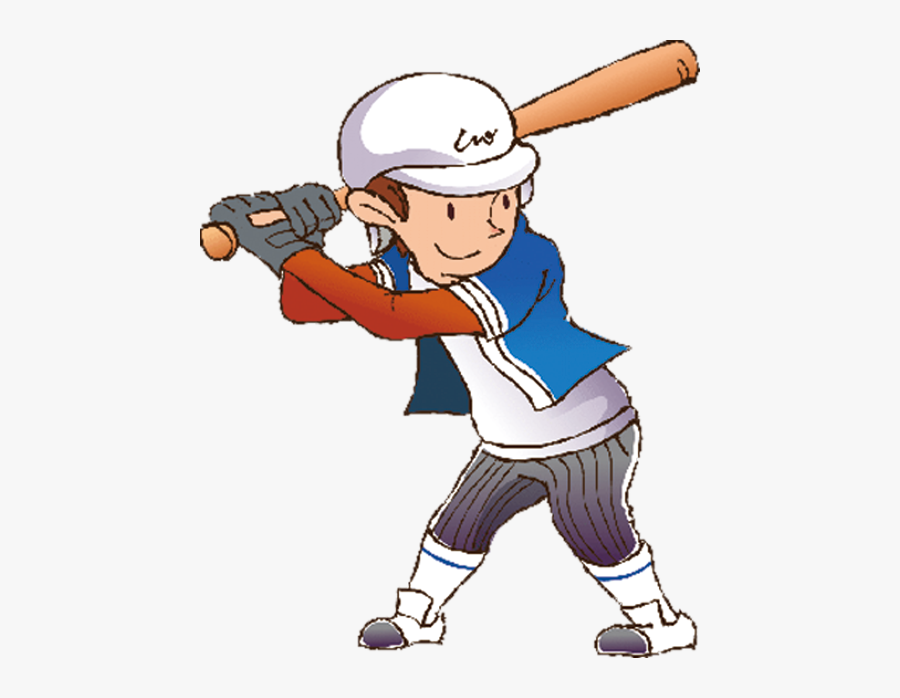 Clipart Of Baseball Player At Bat - Baseball Player Cartoon Png, Transparent Clipart