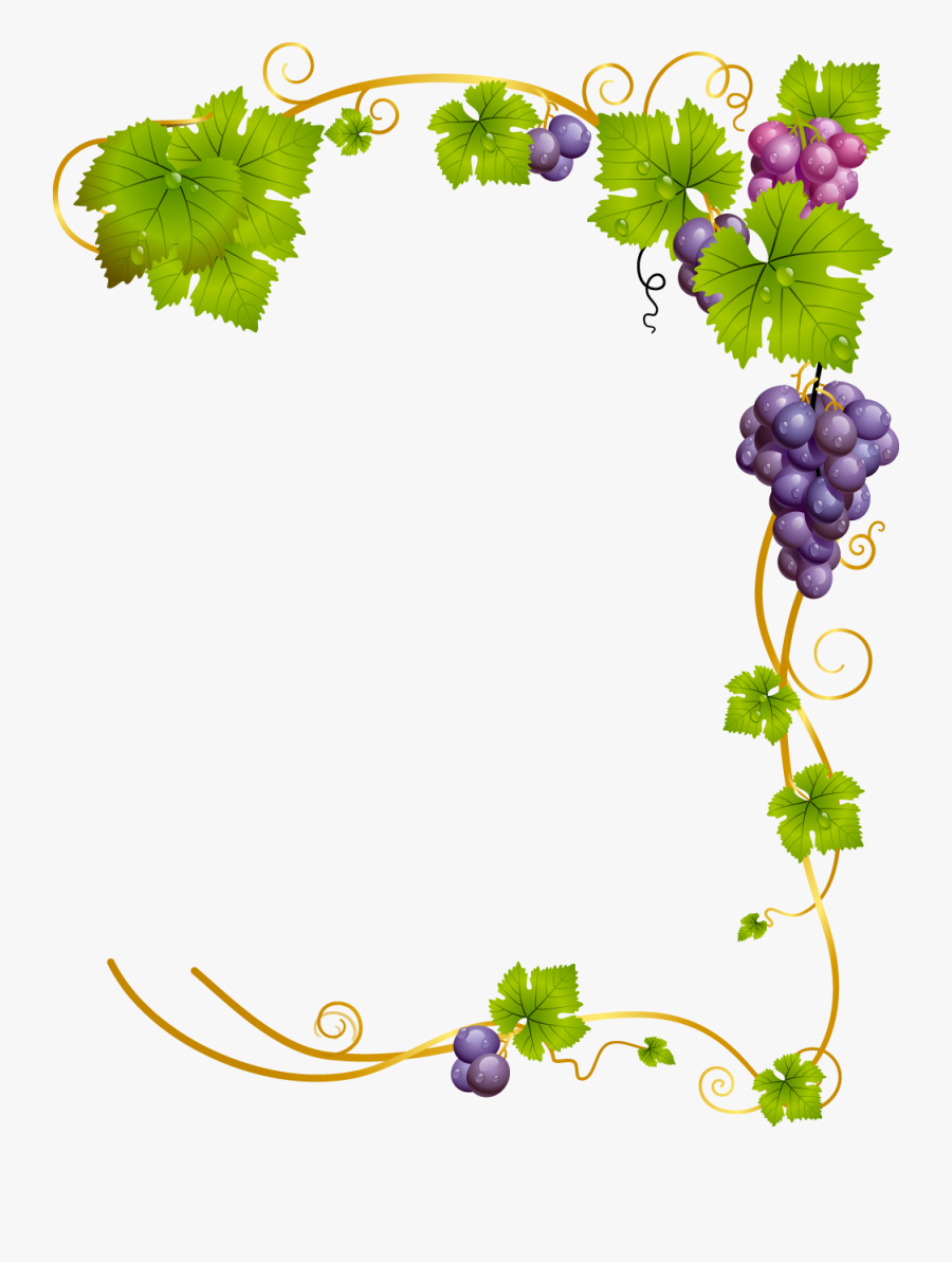 Grapevine Clipart Background - Grape Vines Frame, Transparent Clipart