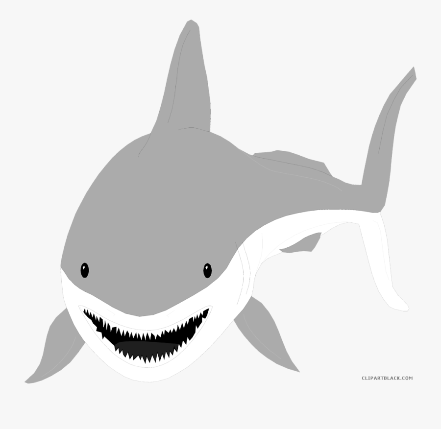 Shark Clipart Great White Shark - Black And White Shark With No Background, Transparent Clipart