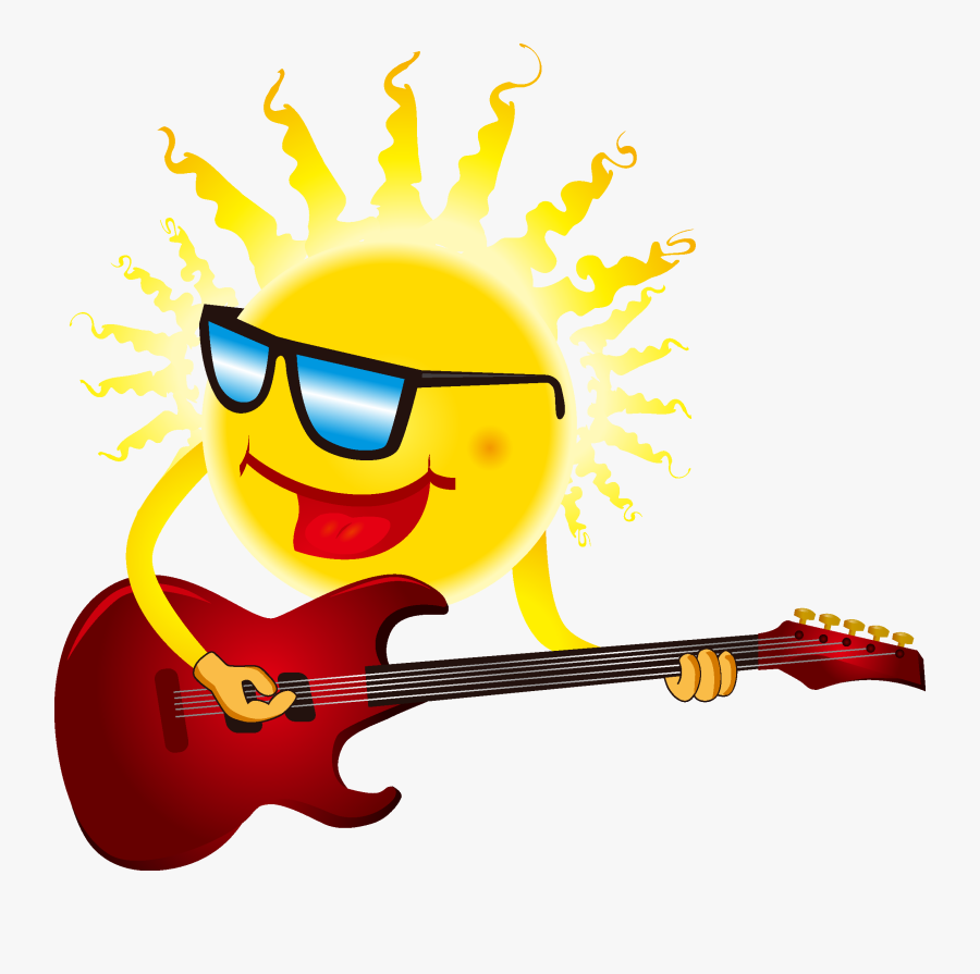 Sunlight Clipart Artistic - Sun Playing Guitar Clipart, Transparent Clipart