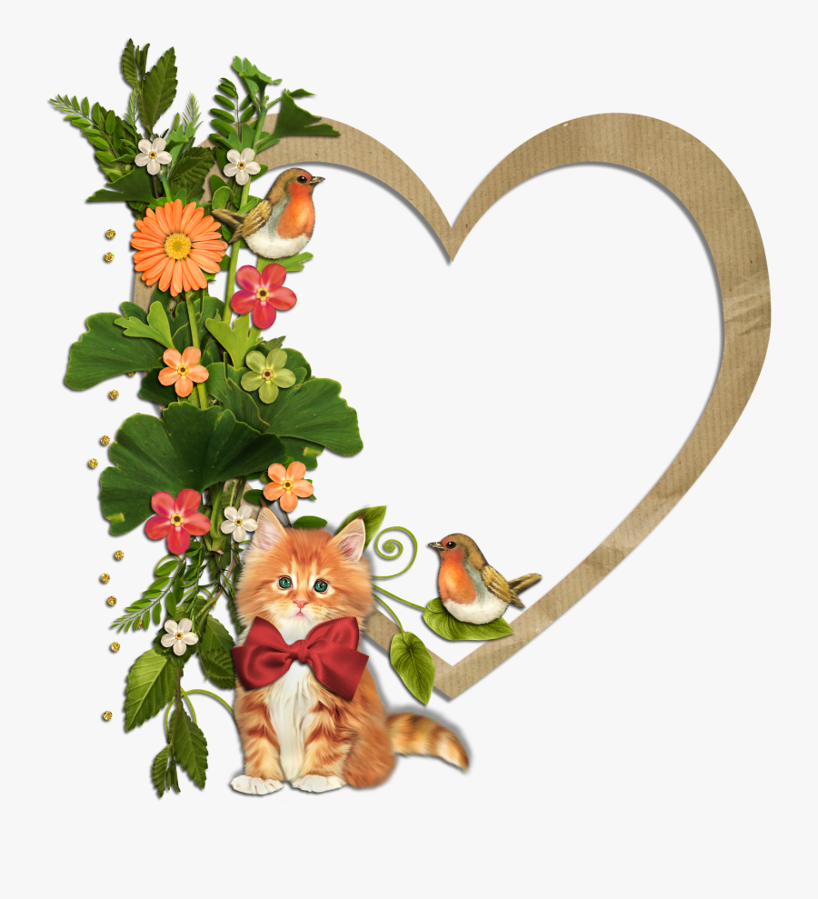 Frame Hearts And Flowers, Transparent Clipart