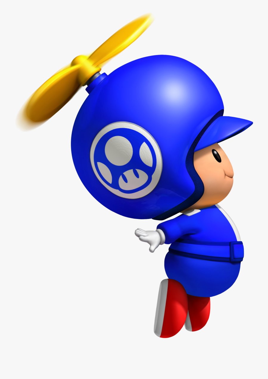 Blue Propeller Toad - New Super Mario Bros Wii Blue Toad, Transparent Clipart