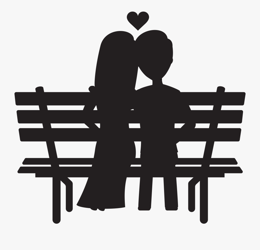 Couple On Bench Silhouettes Transparent Image Clipart, Transparent Clipart