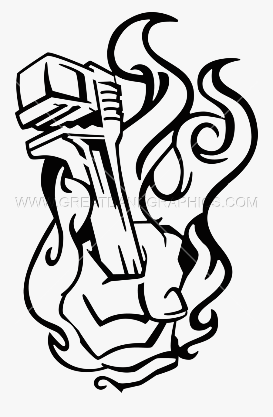 Pipe Drawing At Getdrawings - Flaming Pipe Wrench Black And White, Transparent Clipart
