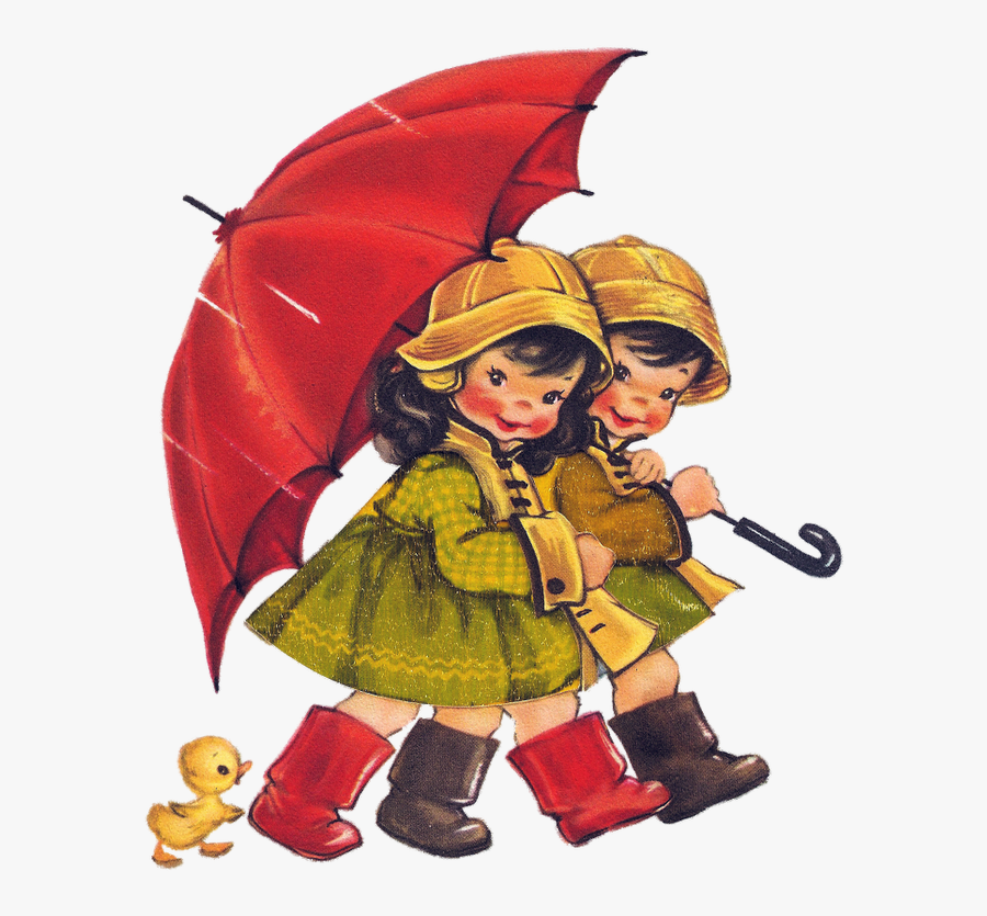 Raindrops Clipart Giant - Kids With Umbrella Png, Transparent Clipart
