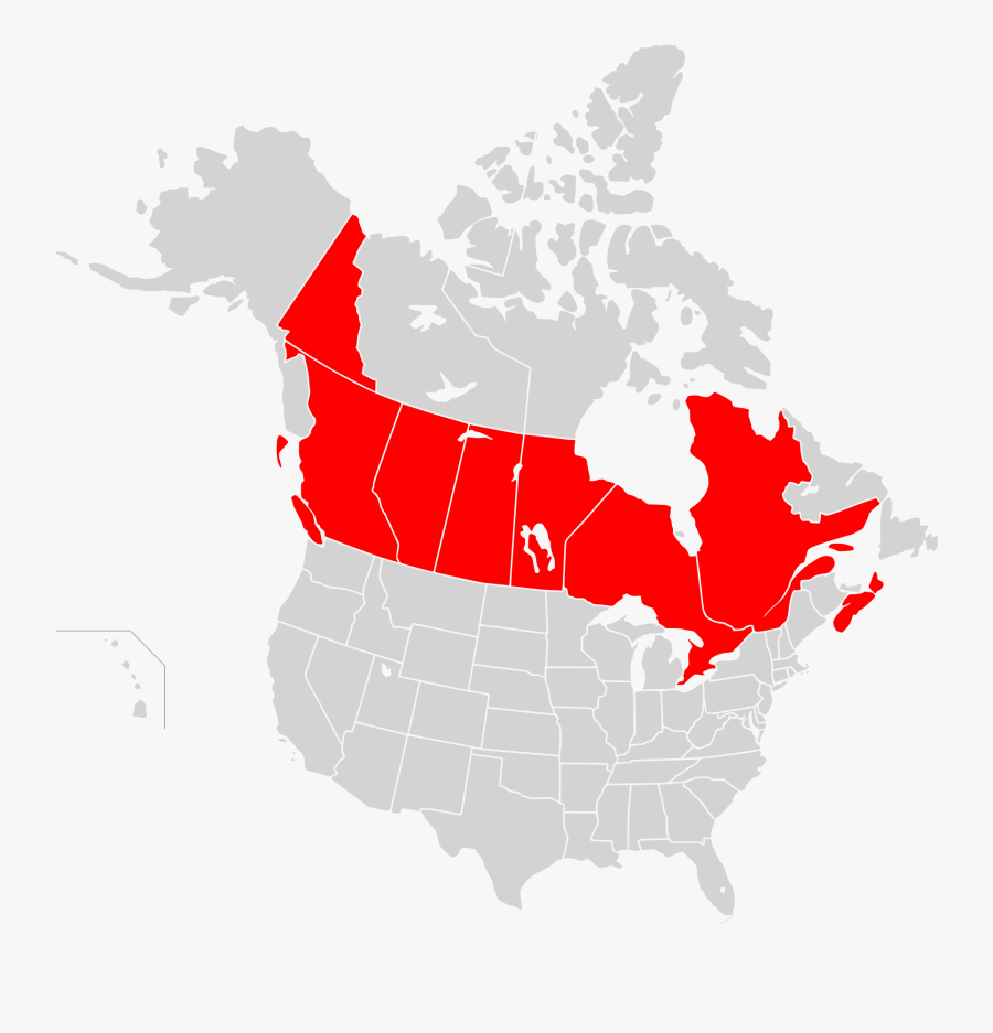 Maps Clipart Map America - Canada Size To Us, Transparent Clipart