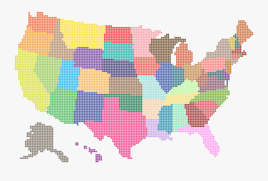Art,area,line - United States Map Dots, Transparent Clipart