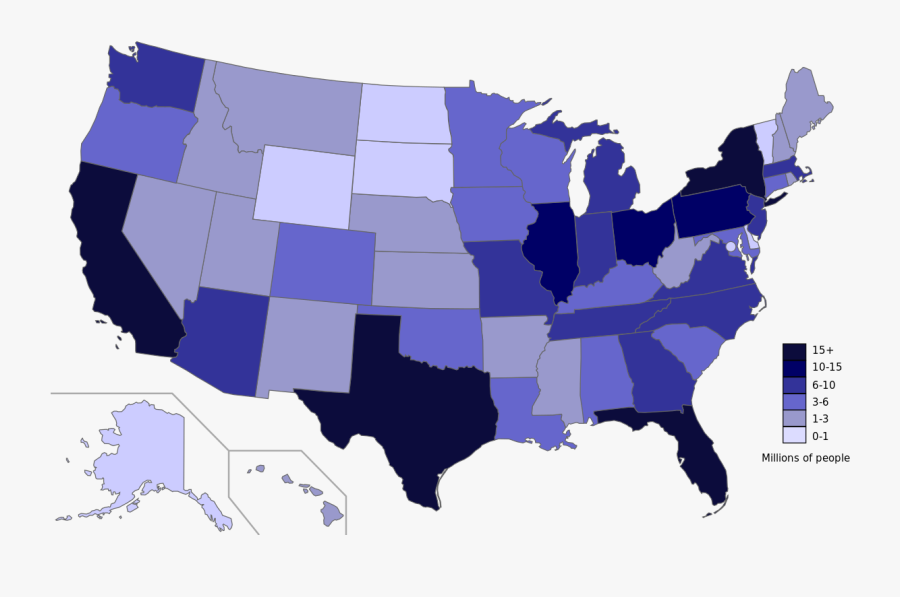 Transparent Us Maps Clipart - United States Population 2018, Transparent Clipart