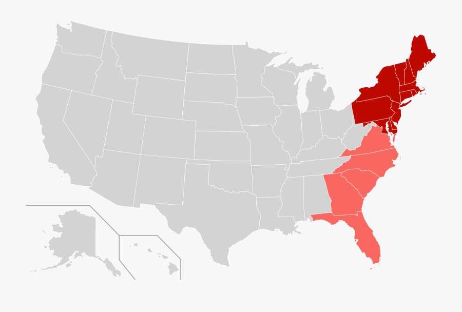 Clip Art East Coast Of The United States - Pink Map Of America, Transparent Clipart