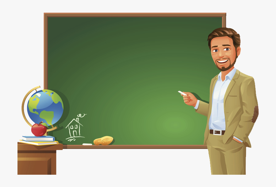 Standing On Blackboard Podium Student The Teacher Clipart - Teacher Illustration, Transparent Clipart