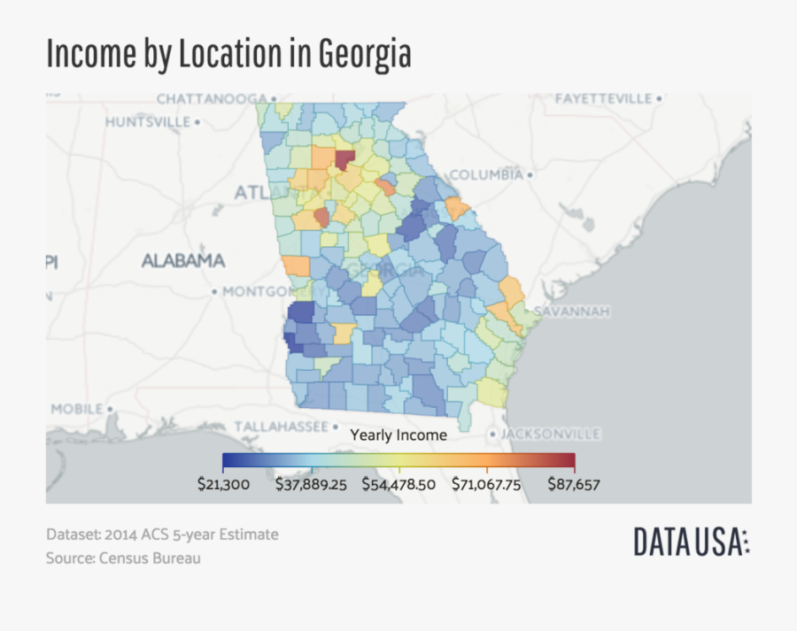 Cdoovision Com Income Heat - Income By Location In Georgia, Transparent Clipart