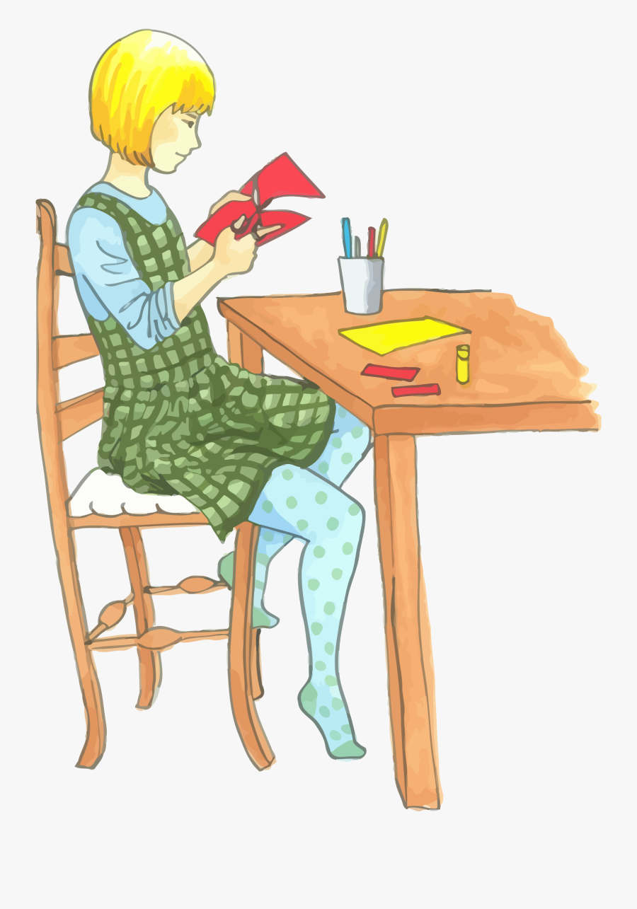 Transparent Stock Blonde Girl Doing Crafts - Girl Doing Crafts Clipart, Transparent Clipart