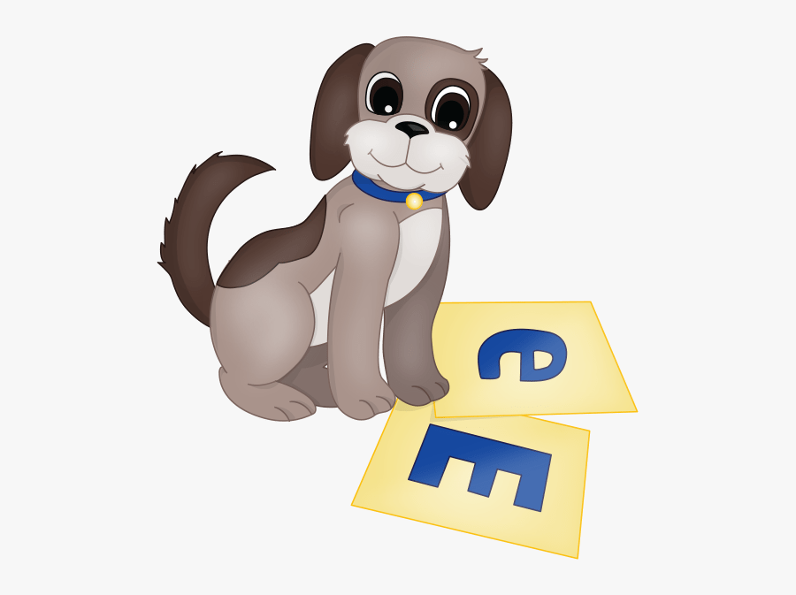 Puppy Looking At Letters E - Cartoon, Transparent Clipart