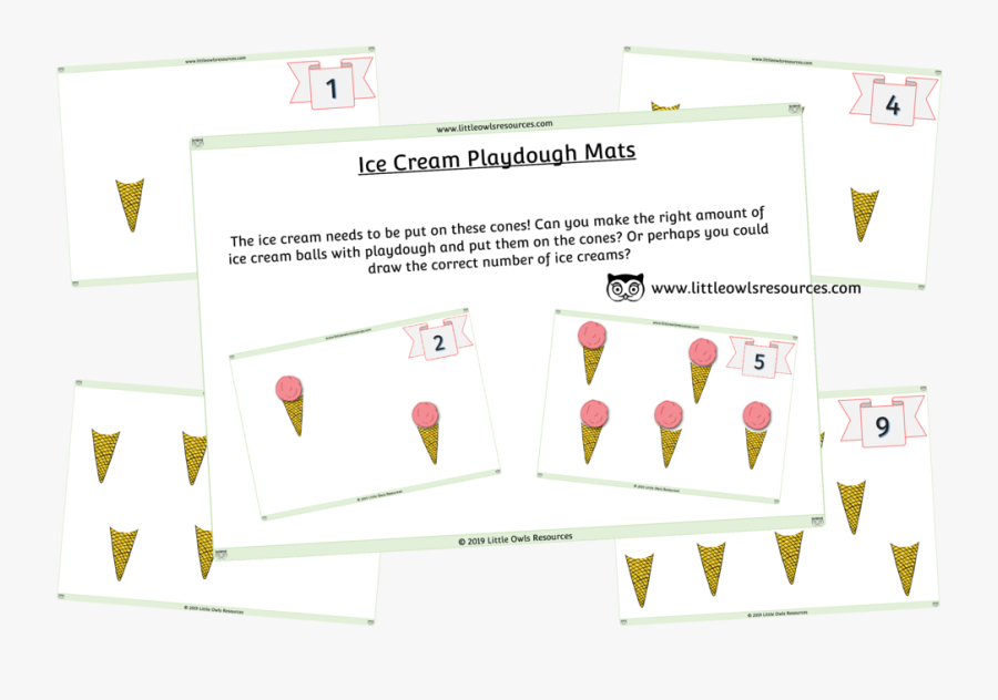 Ice Cream Counting Playdough Mats, Transparent Clipart