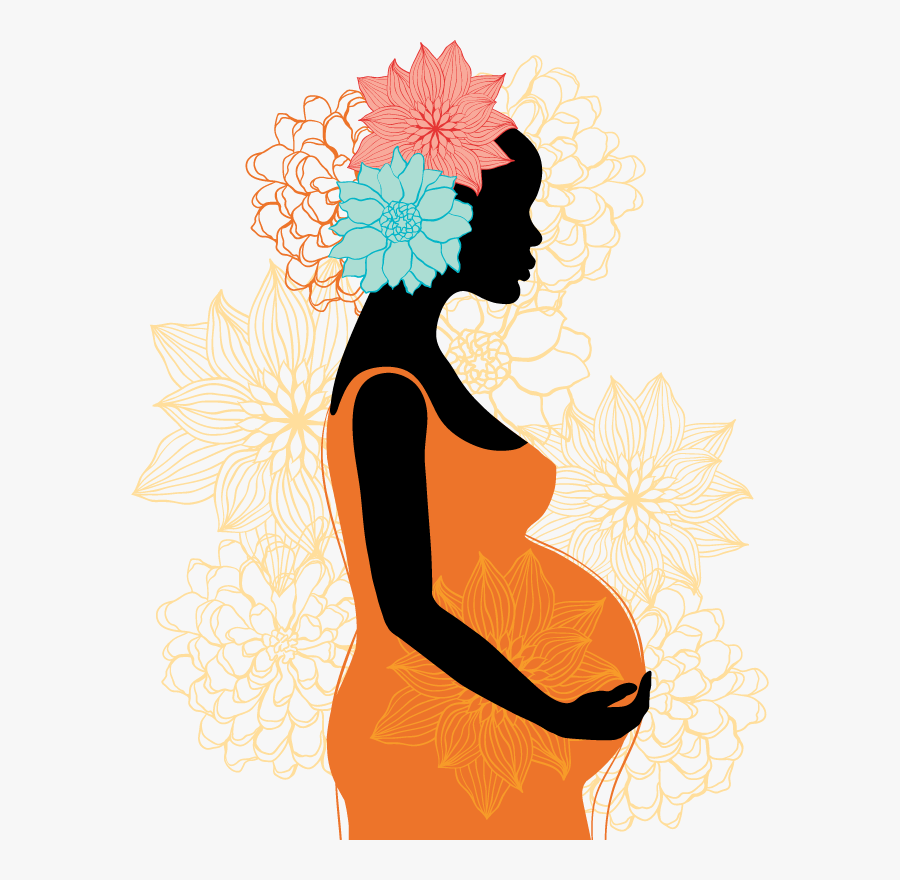 Pregnancy Woman Silhouette Clip Art - Pregnant African Woman Clipart, Transparent Clipart