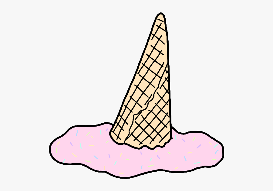 Transparent Ice Cream Cone With Sprinkles Clipart - Ice Cream Melted Cartoon, Transparent Clipart