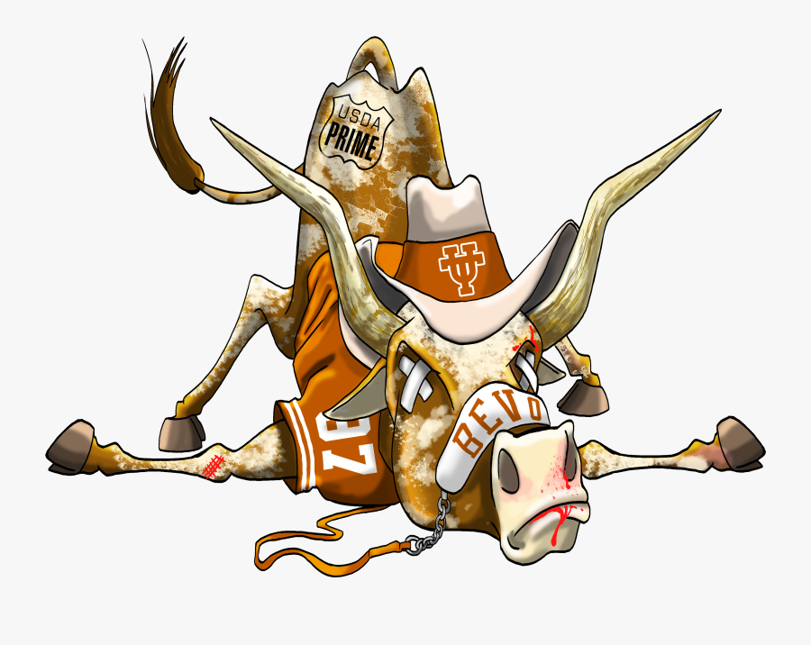 Defeated Texas Longhorn Mascot Cartoon Caricature Illustration - Texas Longhorns Mascot Png, Transparent Clipart