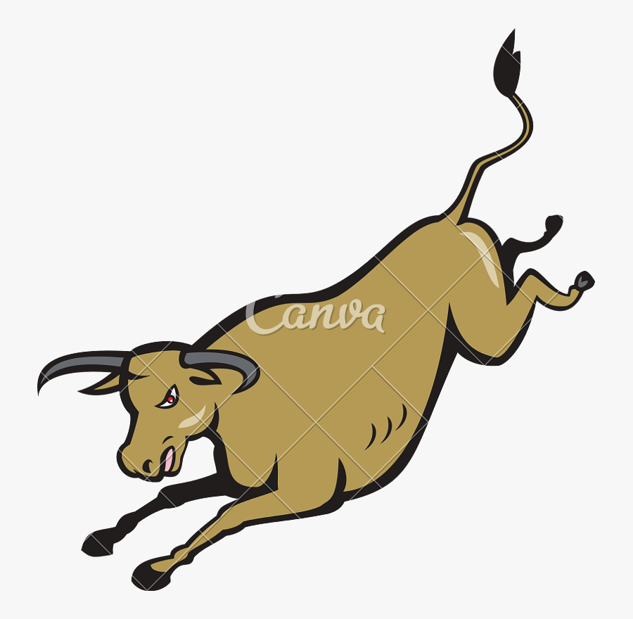 Cowboy Riding Bull Cartoon, Transparent Clipart