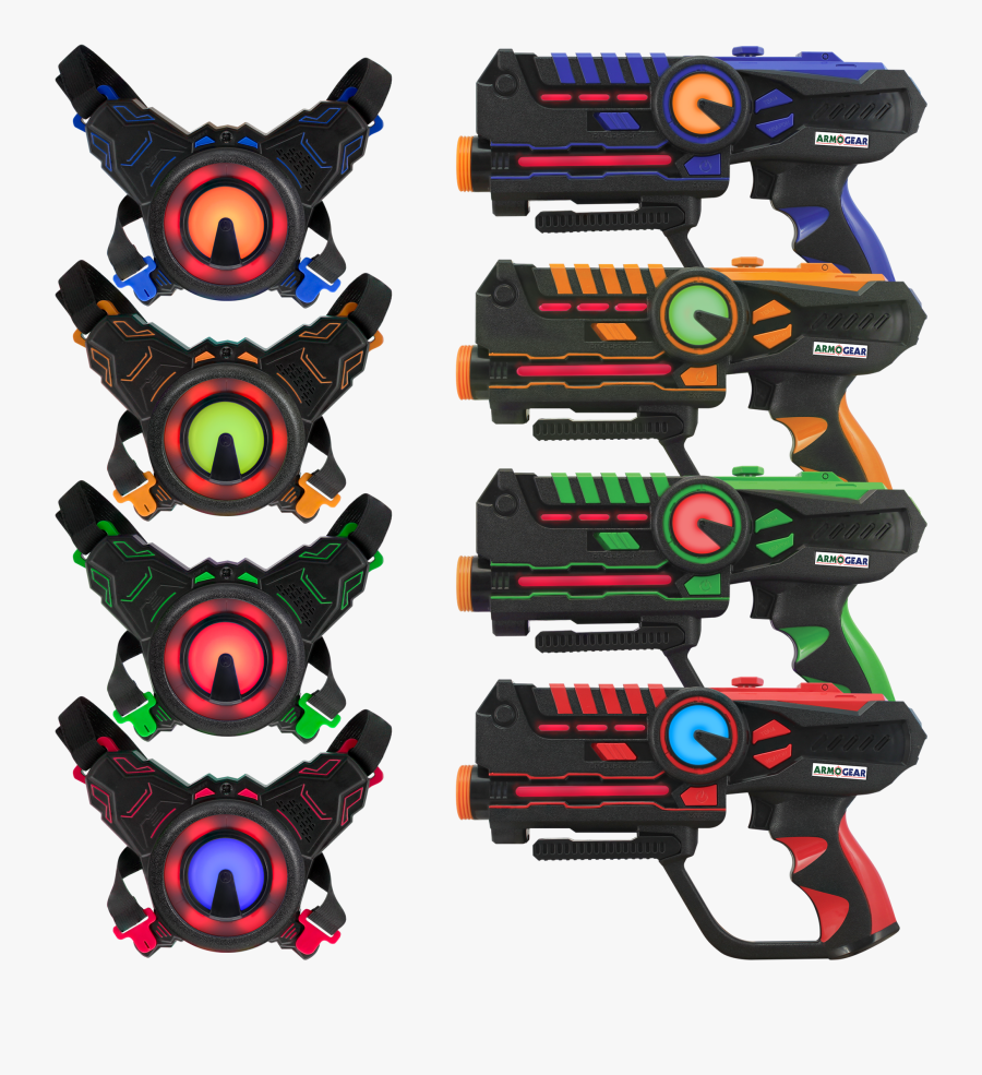 4 Pack Guns & Vests - Laser Tag Guns And Vests, Transparent Clipart