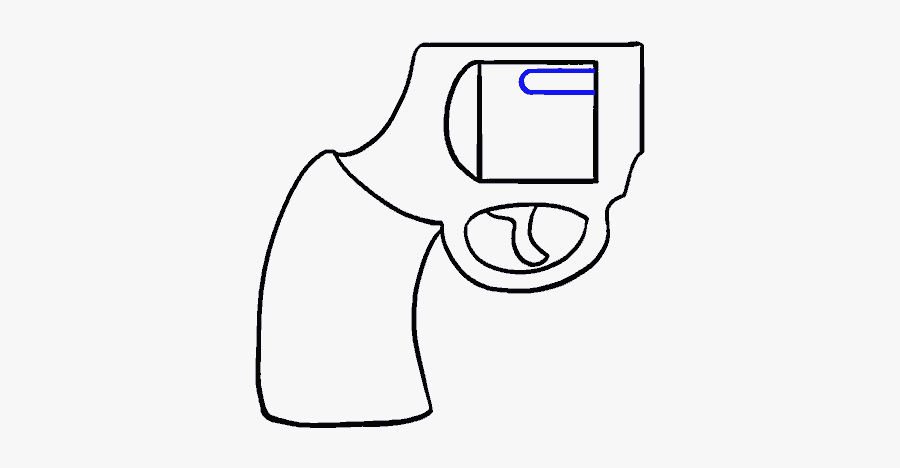 How To Draw Cartoon Revolver - Line Art, Transparent Clipart