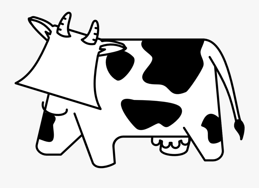 Cow Black White Line Art Hunky Dory Svg Colouringbook - Black And White Cute Cow Clipart, Transparent Clipart