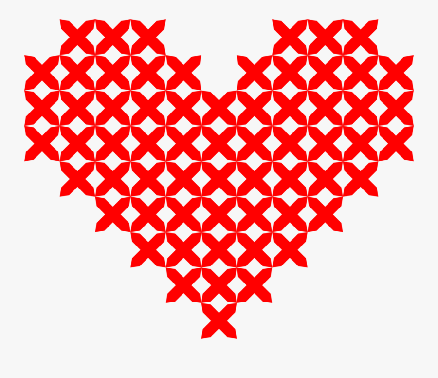 Heart,symmetry,line - Cross Stitch Designs For Pillow Covers, Transparent Clipart