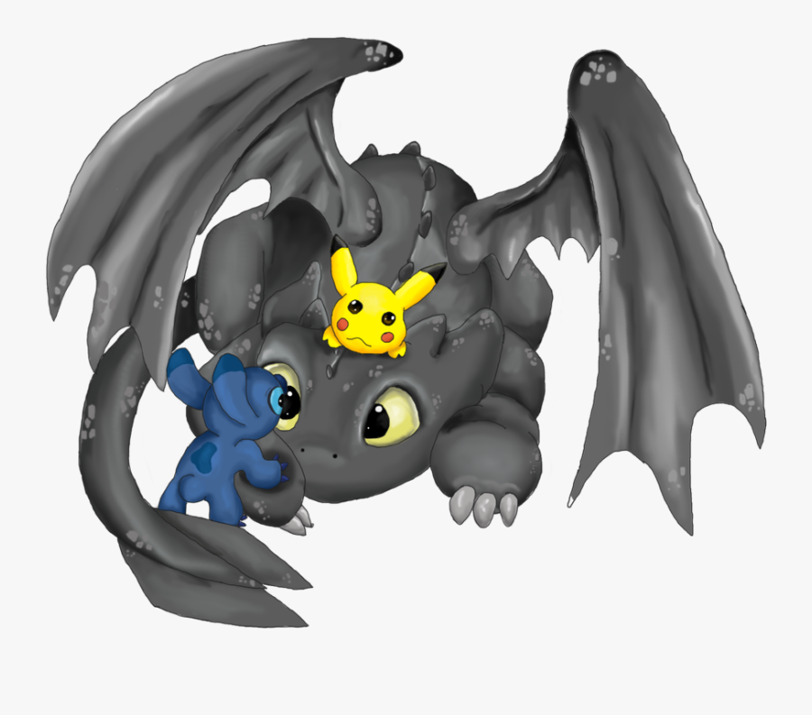 Stitch And Toothless And Pikachu , Png Download - Drawing Stitch And Toothless, Transparent Clipart